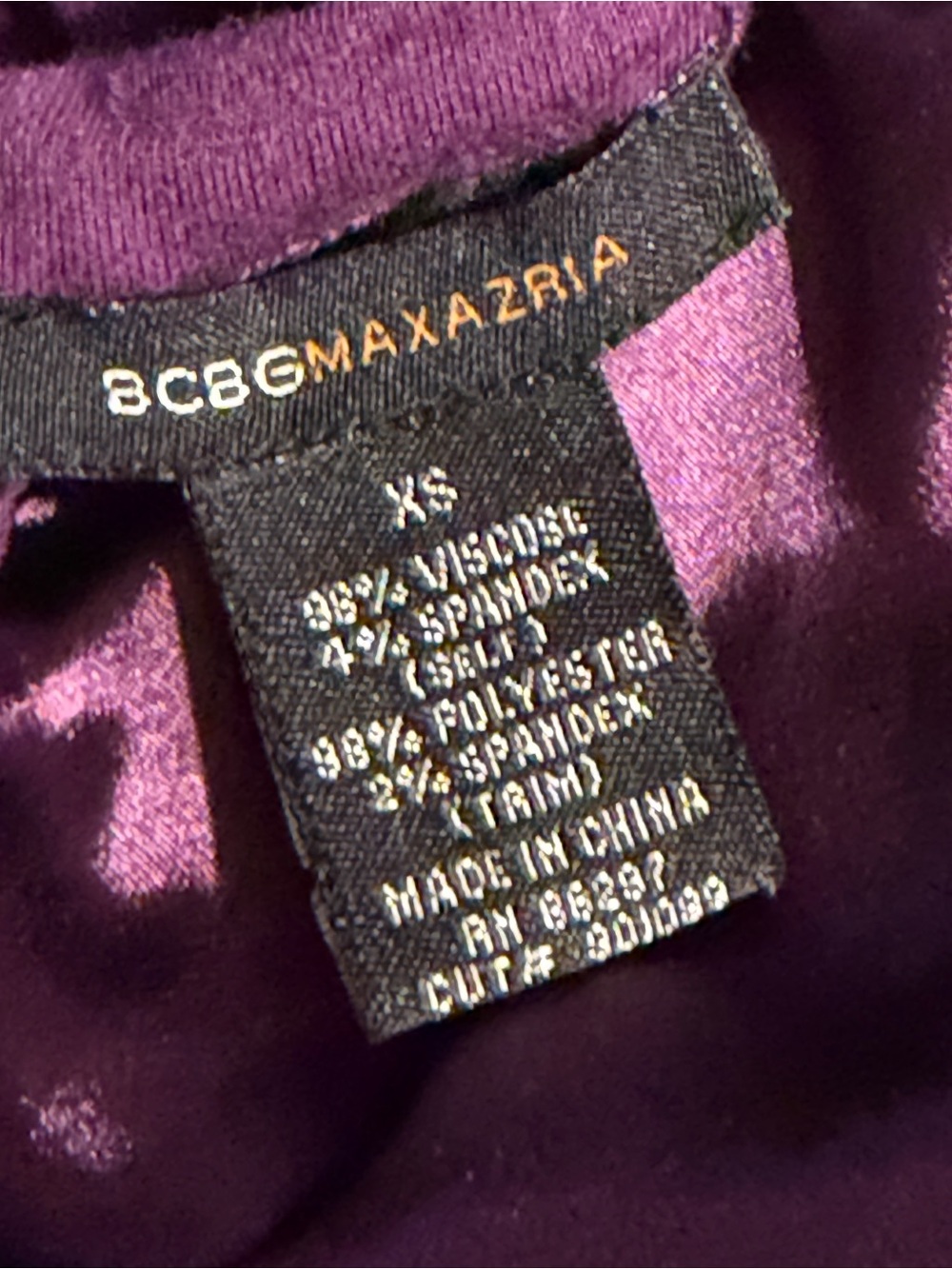 Y2K 2000’s BCBGMaxAzria Plum Purple Knit Satin Puff Balloon Sleeve Top XS - Picture 6 of 7